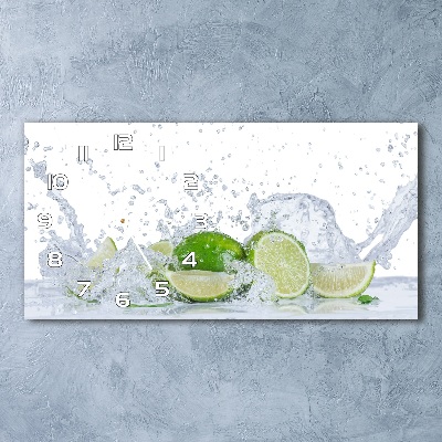 Langwerpige wandklok van glas Limoenen en water