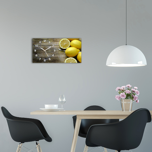 Glazen klok horizontaal Citroenen op hout