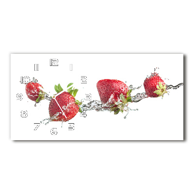 Glazen klok horizontaal Aardbeien en water
