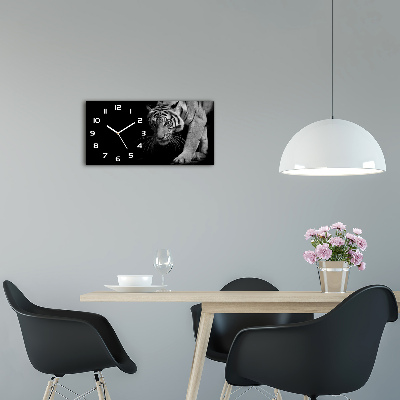 Glazen wandklok rechthoekig Tijger