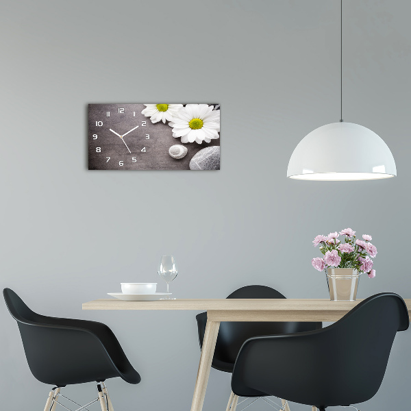 Glazen wandklok rechthoekig Gerbera