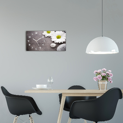 Glazen wandklok rechthoekig Gerbera