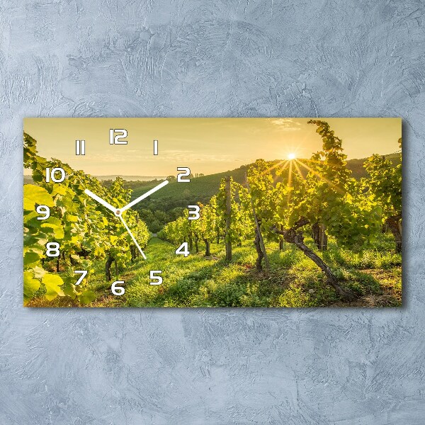 Glazen wandklok rechthoekig Wijngaard