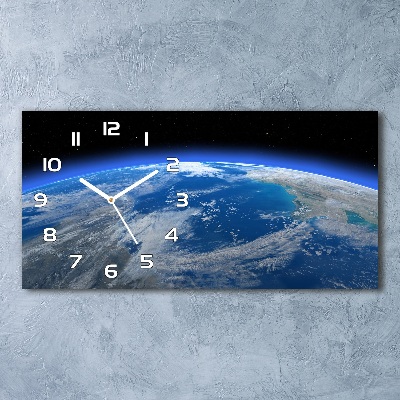 Langwerpige wandklok van glas Planeet Aarde