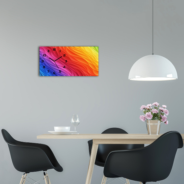 Langwerpige wandklok van glas Kleurrijke golven