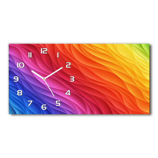Langwerpige wandklok van glas Kleurrijke golven