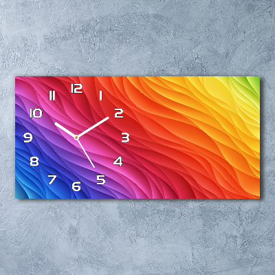 Langwerpige wandklok van glas Kleurrijke golven
