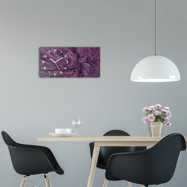 Langwerpige wandklok van glas Roze bont