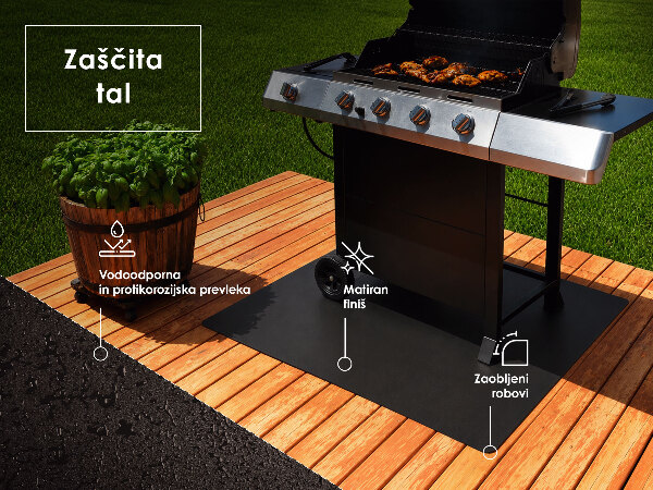 Barbecue onderlegger kwartcirkel 100x100 cm