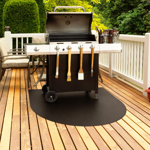 Plaat onder de barbecue halfovale uitvoering van 100x100 cm