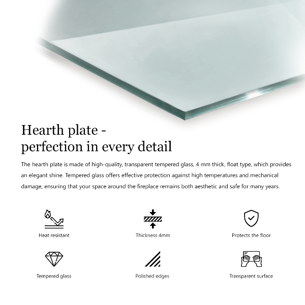 Rechthoekige vloerplaat openhaard Transparant