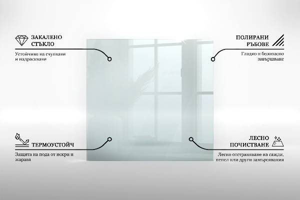 Rechthoekige vloerplaat openhaard Transparant