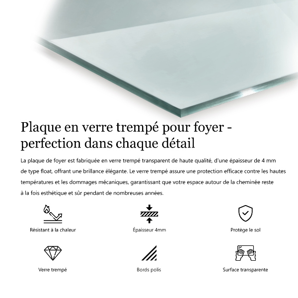 Rechthoekige vloerplaat openhaard Transparant