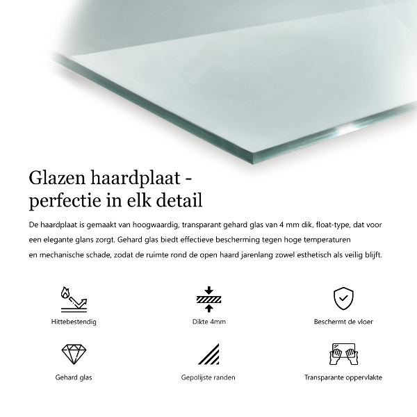 Rechthoekige vloerplaat openhaard Transparant