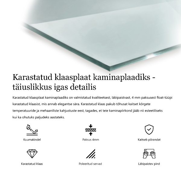 Rechthoekige vloerplaat openhaard Transparant