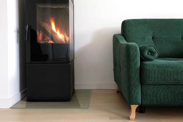 Rechthoekige vloerplaat openhaard Transparant