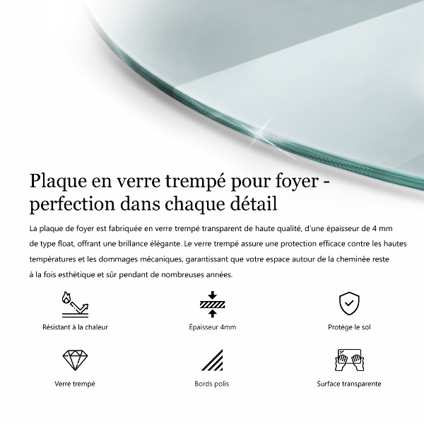 Onderplaat kachel Halfrond transparant