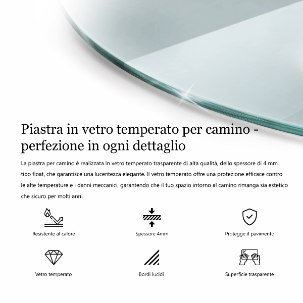 Onderplaat kachel Halfrond transparant