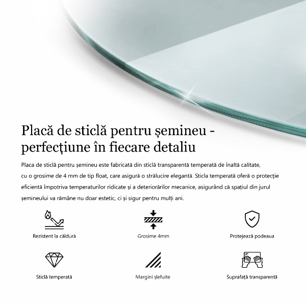 Onderplaat kachel Halfrond transparant