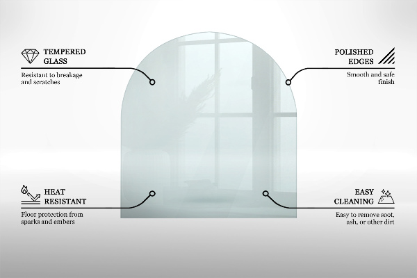 Onderplaat kachel Halfrond transparant
