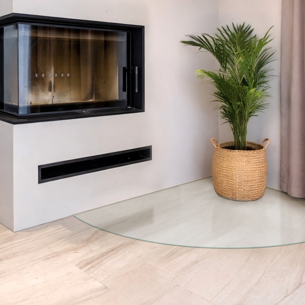 Kwartronde plaat onder houtkachel Optisch bevroren effect