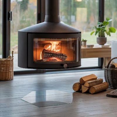 Hexagonale plaat onder houtkachel Transparant