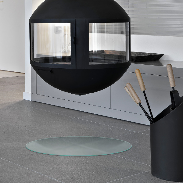 Ronde kachel vloerplaat Ronde kachel vloerplaat met optisch melkglas-effect