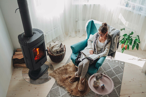 Vloerplaat voor kachel Houten plank in de lay-out