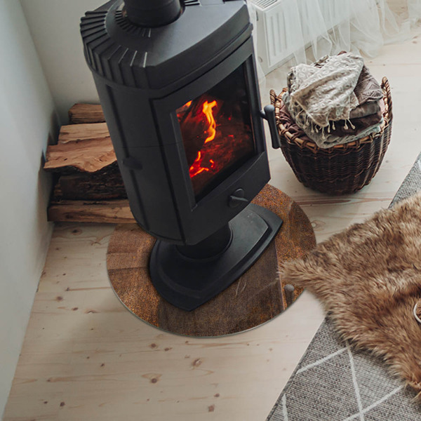 Plaat onder houtkachel Roeststructuur op metaal