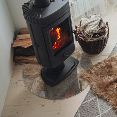 Vloerplaat voor kachel Bladeren in subtiele patronen