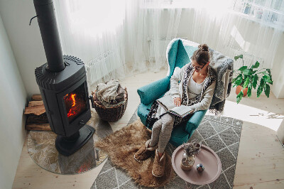 Vloerplaat voor kachel Bladeren in subtiele patronen