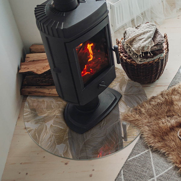 Vloerplaat voor kachel Bladeren in subtiele patronen