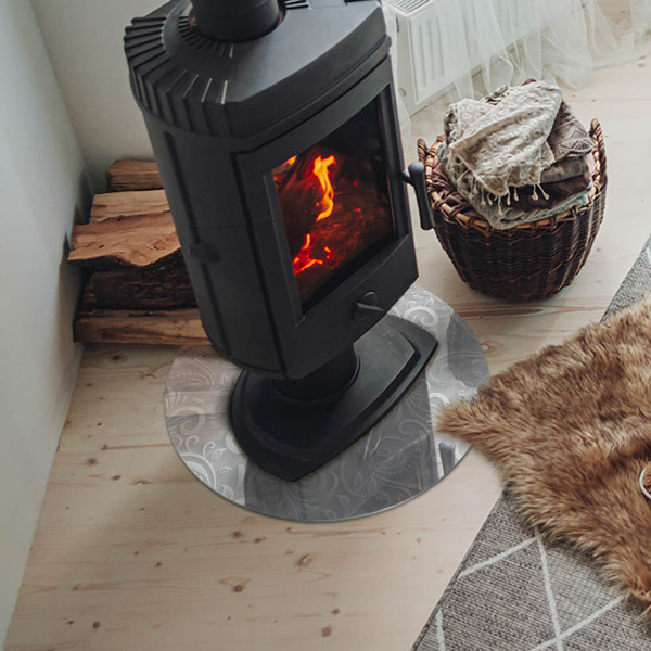 Vloerplaat voor kachel Elegant plantenpatroon