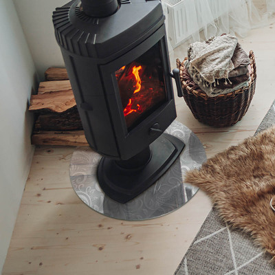 Vloerplaat voor kachel Elegant plantenpatroon