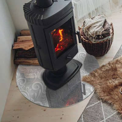 Vloerplaat voor kachel Elegant plantenpatroon