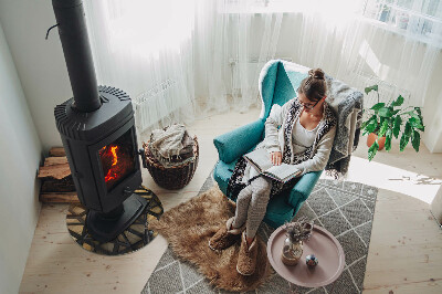 Onderplaat kachel Geometrie met hout