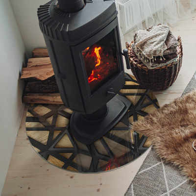 Onderplaat kachel Geometrie met hout