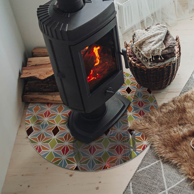 Vloerplaat voor kachel Veelhoekige patronen in een raster