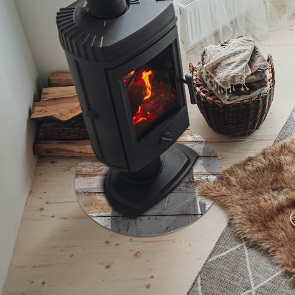 Plaat onder houtkachel Beschadigde houten plank