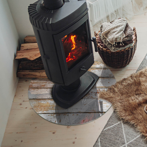 Plaat onder houtkachel Beschadigde houten plank