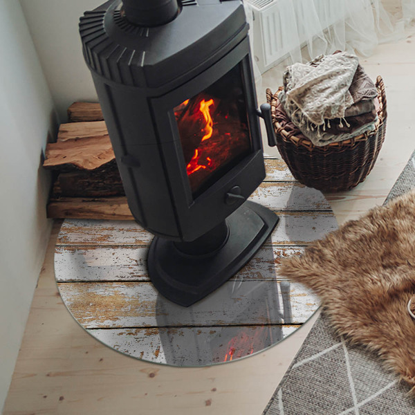 Plaat onder houtkachel Beschadigde houten plank