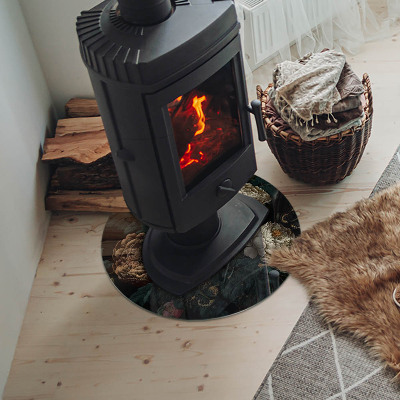 Vloerplaat voor kachel Bloemenpatroon met vlinders