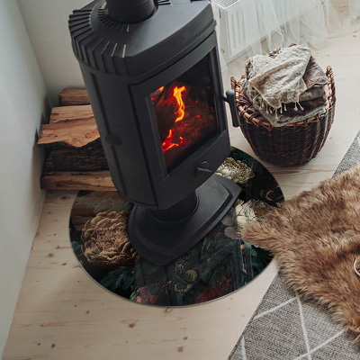 Vloerplaat voor kachel Bloemenpatroon met vlinders