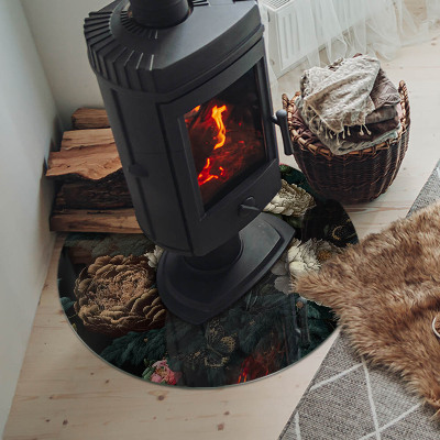 Vloerplaat voor kachel Bloemenpatroon met vlinders