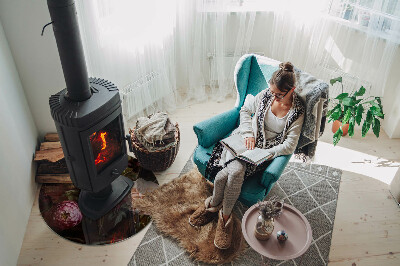 Plaat onder houtkachel Bloemenboeket in detail