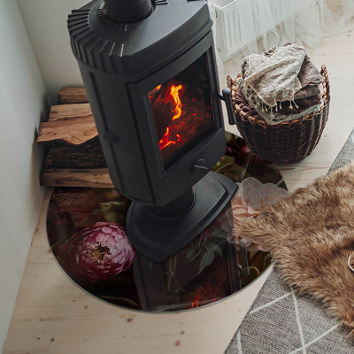 Plaat onder houtkachel Bloemenboeket in detail