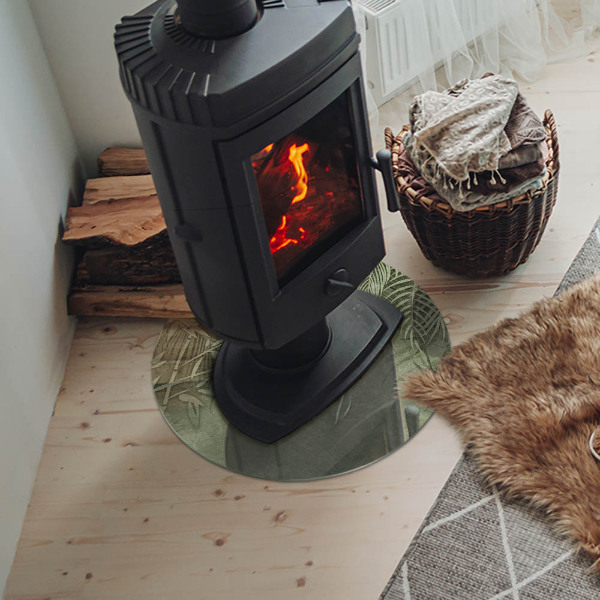 Vloerplaat voor kachel Tropische bladeren op de achtergrond