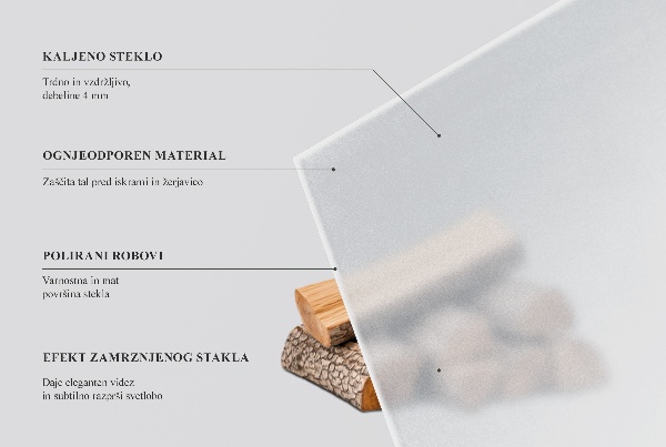 Rechthoekige vloerplaat voor houtkachel Visueel matglas effect