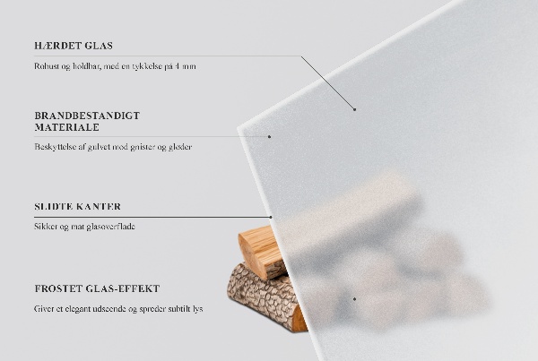 Rechthoekige vloerplaat voor houtkachel Visueel matglas effect