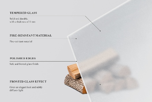 Rechthoekige vloerplaat voor houtkachel Visueel matglas effect